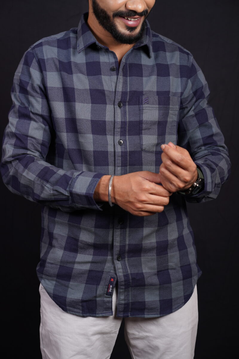 Kufle Mens Full Sleeve Checks Opaque  Checkered Casual Wear Shirt | Casual Wear - Image 4