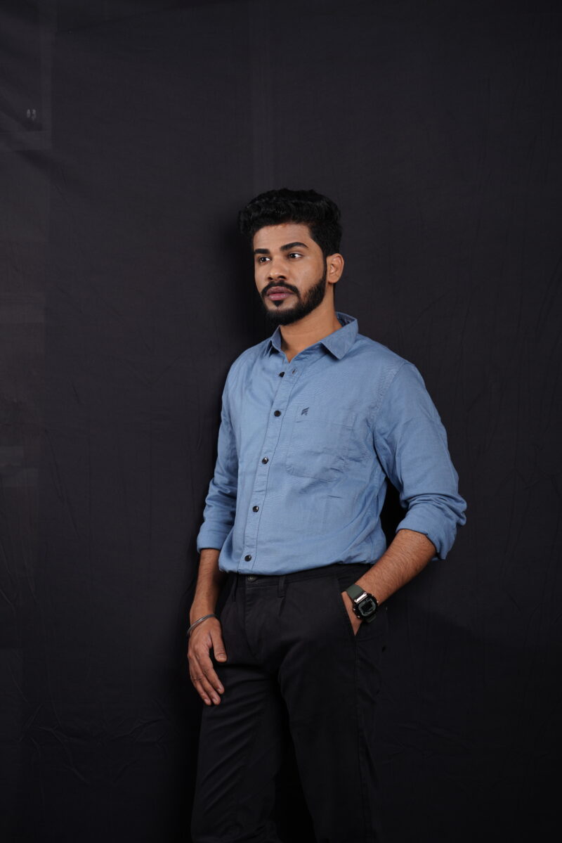 Classy Blue Solid Shirt & Black Printed T-Shirt for Men - Image 9