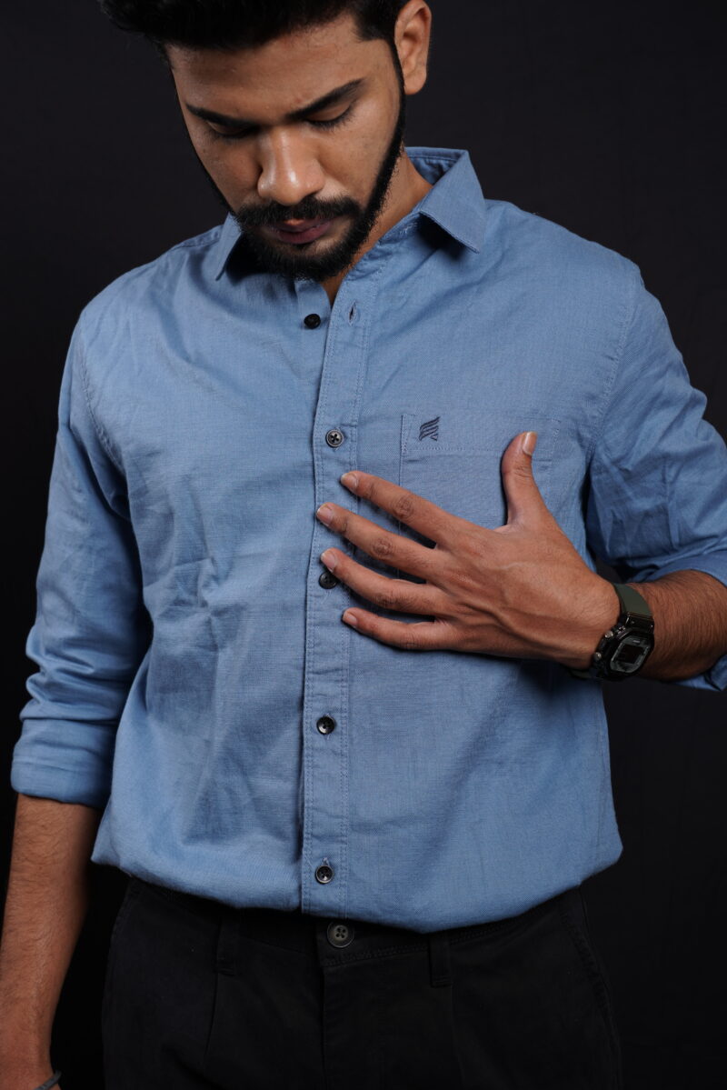 Classy Blue Solid Shirt & Black Printed T-Shirt for Men - Image 6